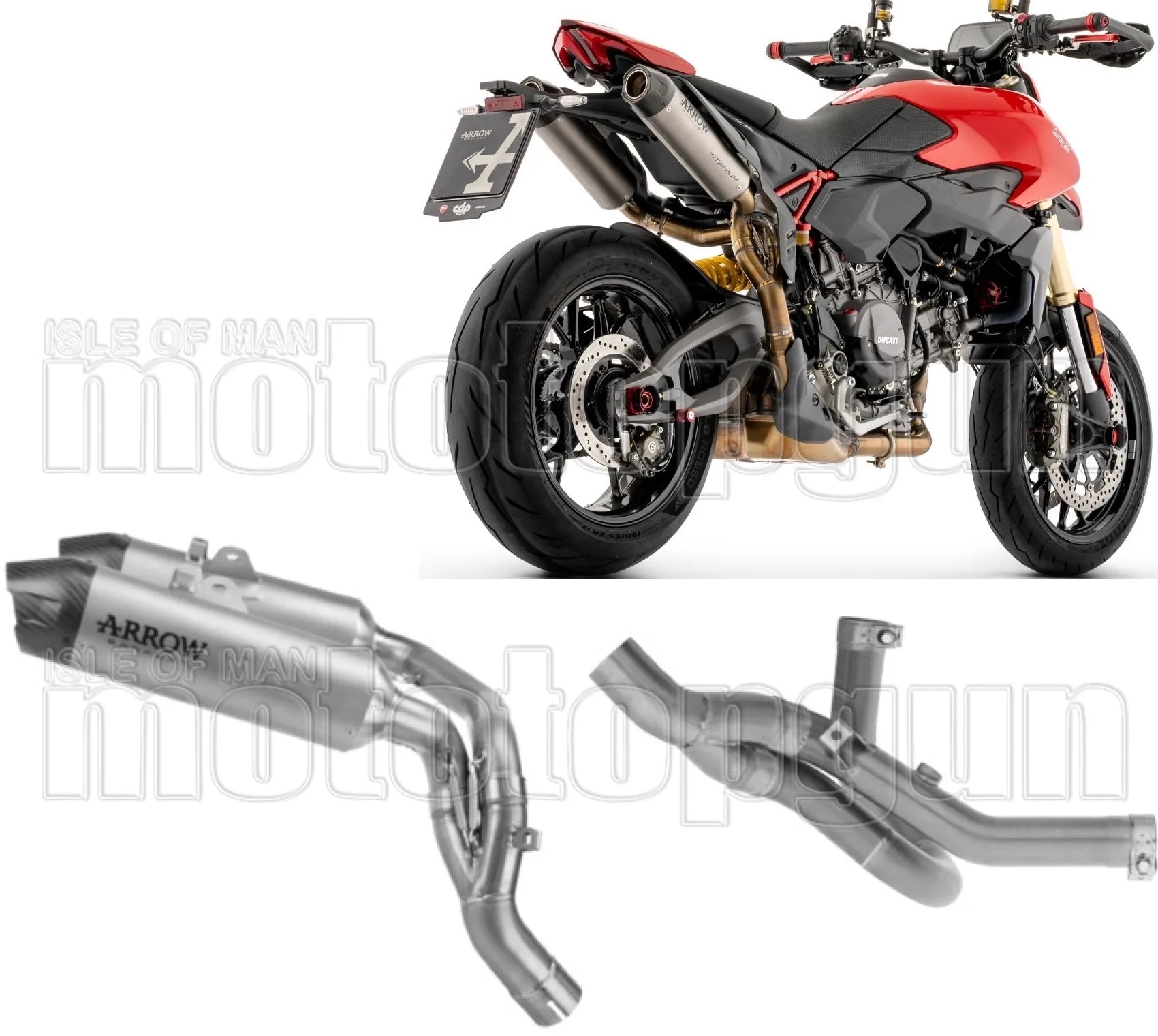 Système D'Échappement Non Catalysé Et Sans Homologation Acoustique Round Corps En Titane Et Embout En Carbone - Arrow Special Parts Compatible Avec Ducati Hypermotard V2 (2026)