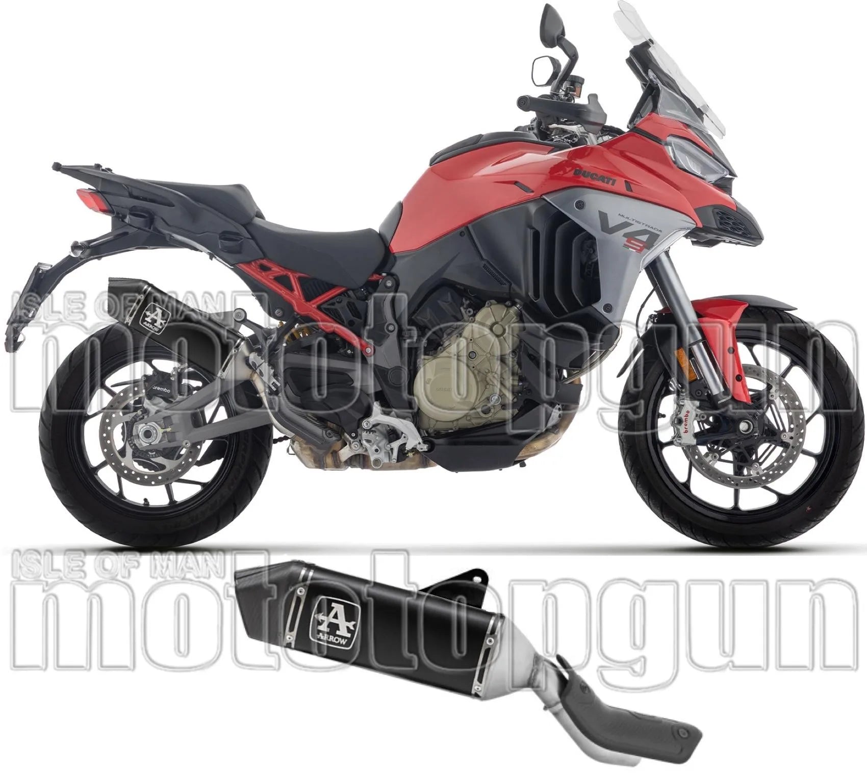 Échappement Sans Homologation Sonore Veloce Titanium Noir Embout Carby - Arrow Special Parts Compatible Avec Ducati Multistrada V4 - S (2025-2026)