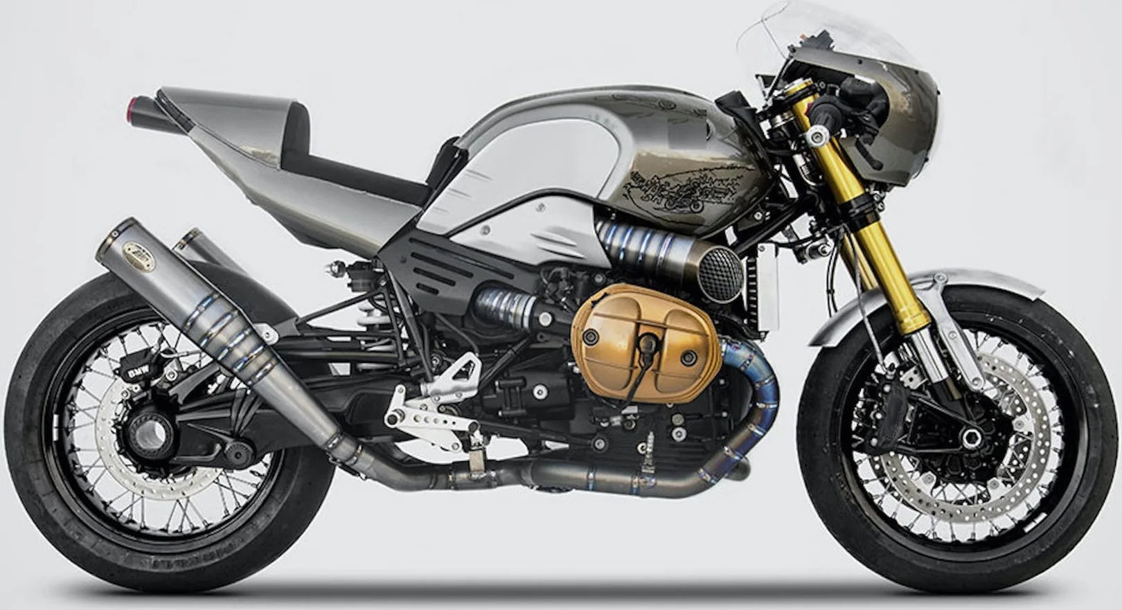 Système D'Échappement Complet Non Catalysé Et Sans Homologation Acoustique Capitan Scappamento Titanium - Zard Compatible Avec Bmw R Nine T 1200 (2015-2020)