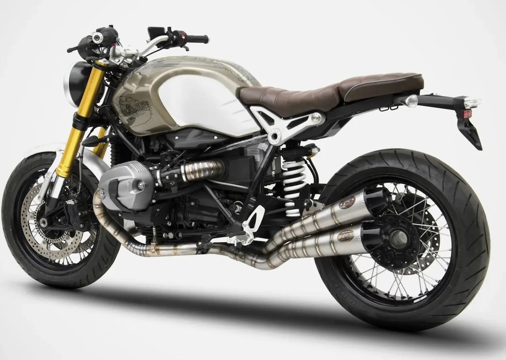 Système D'Échappement Complet Non Catalysé Et Sans Homologation Acoustique Overlap Titanium - Zard Compatible Avec Bmw R Nine T 1200 (2015-2020)