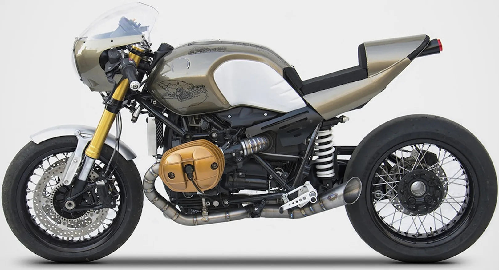 Système D'Échappement Complet Non Catalysé Et Sans Homologation Acoustique Titanium - Zard Compatible Avec Bmw R Nine T 1200 (2015-2020)