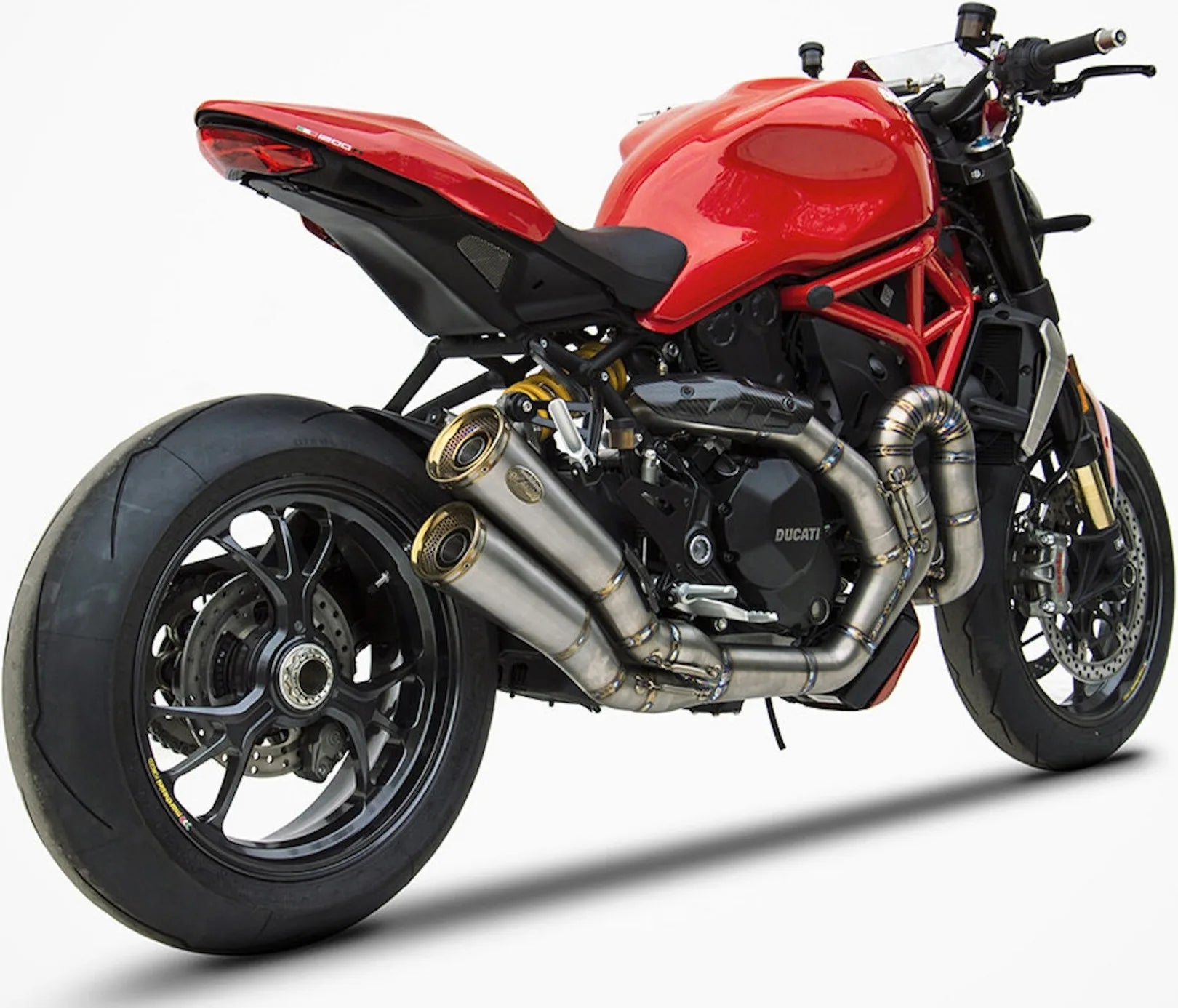 Système D'Échappement Complet Non Catalysé Et Sans Homologation Acoustique Acier Embout Bronze - Zard Compatible Avec Ducati Monster 1200 S (2014-2016)