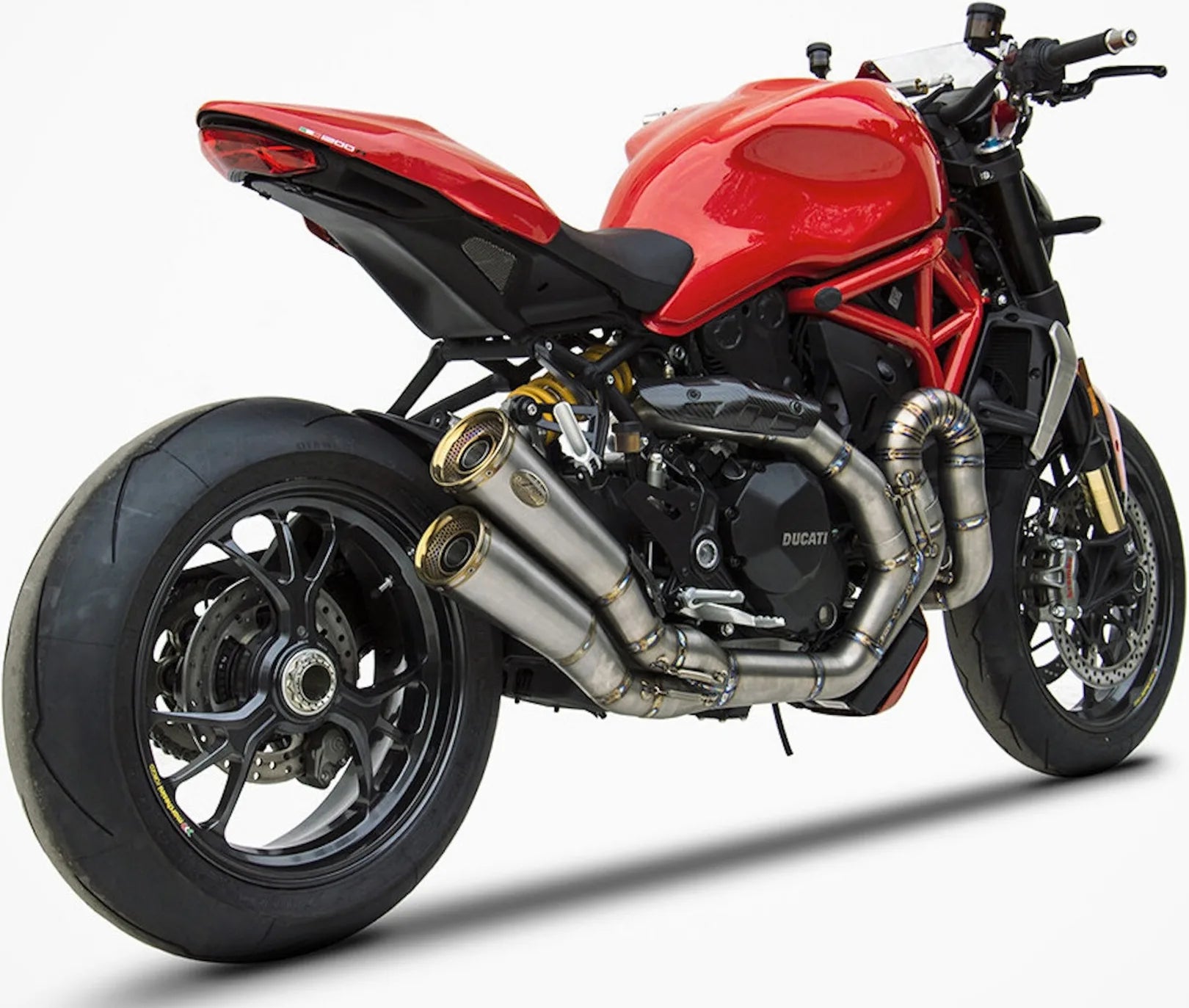 Système D'Échappement Complet Non Catalysé Et Sans Homologation Acoustique Acier Embout Bronze - Zard Compatible Avec Ducati Monster 1200 R (2016-2019)