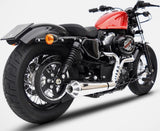 Complete Exhaust System Without Catalytic Converter And Without Sound Certification Conical Stainless Steel Polish Endcap Aluminium - Zard Compatible With Harley-Davidson Sportster (2014-2016)