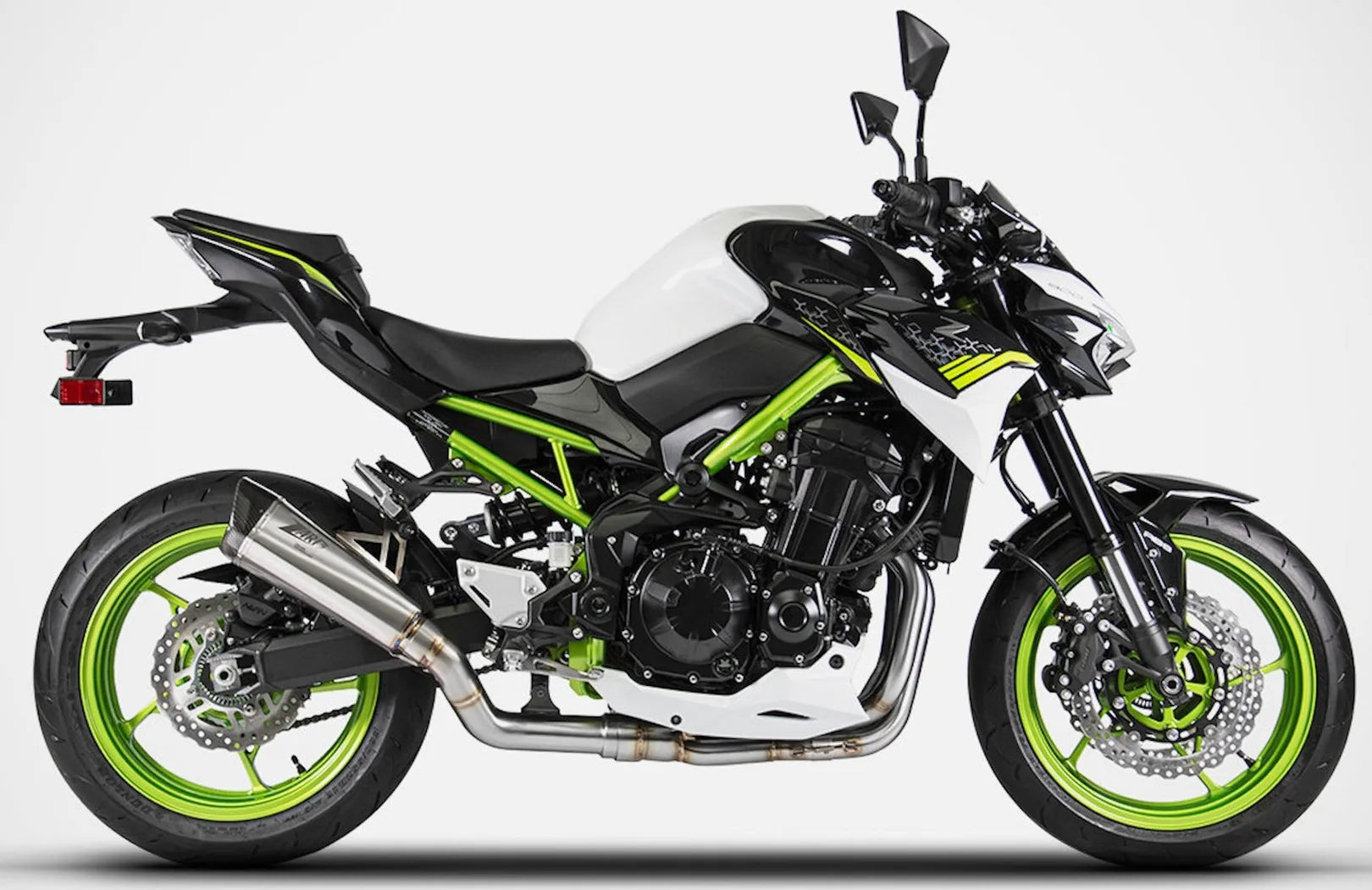 Système D'Échappement Complet Non Catalysé Et Sans Homologation Acoustique Titanium Embout Carbon - Zard Compatible Avec Kawasaki Z 900 (2020-2023)