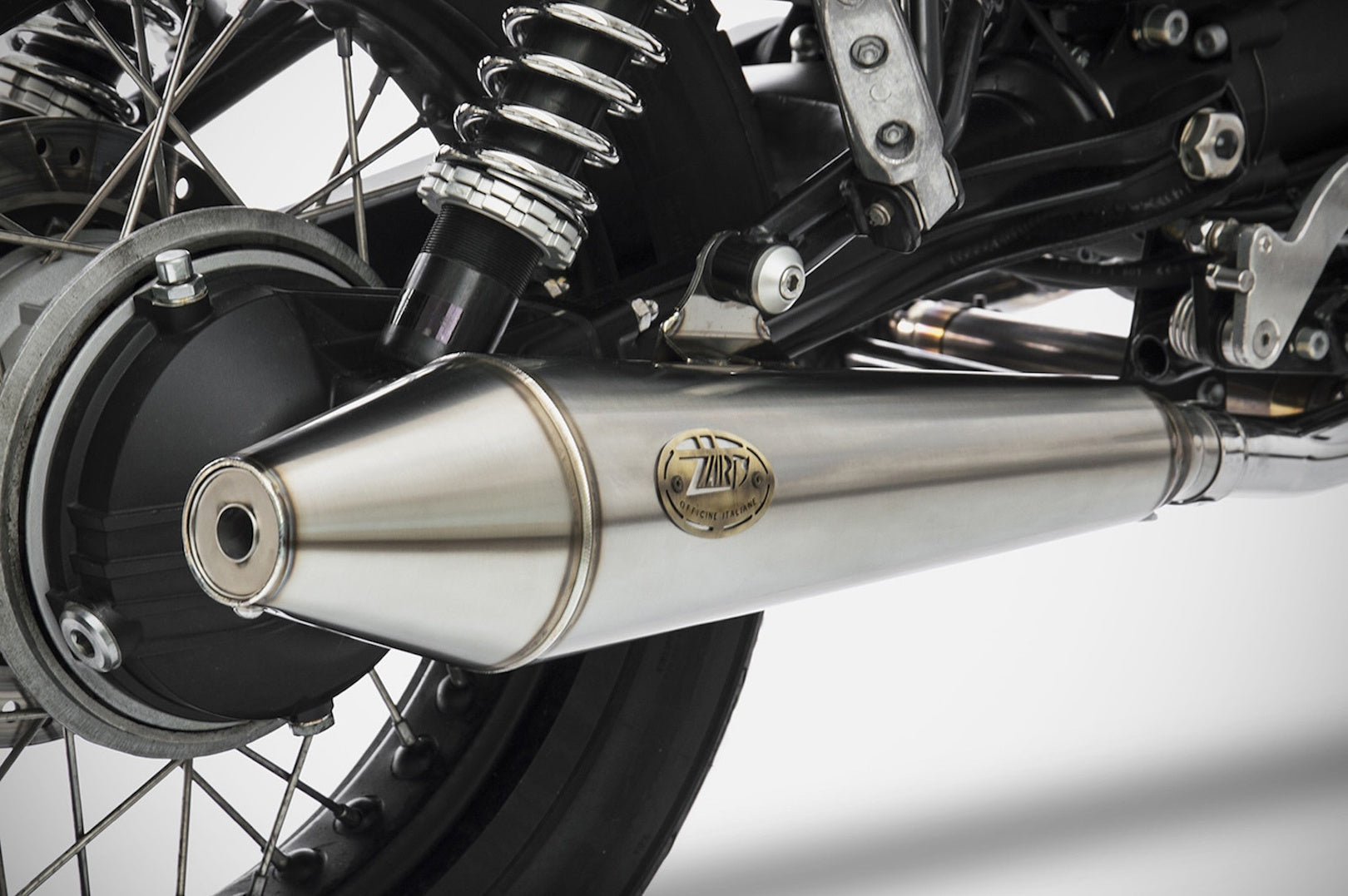 Exhaust Tip Without Sound Certification Conical Stainless Steel - Zard Compatible With Moto Guzzi V7 Café Racer (2009-2012)