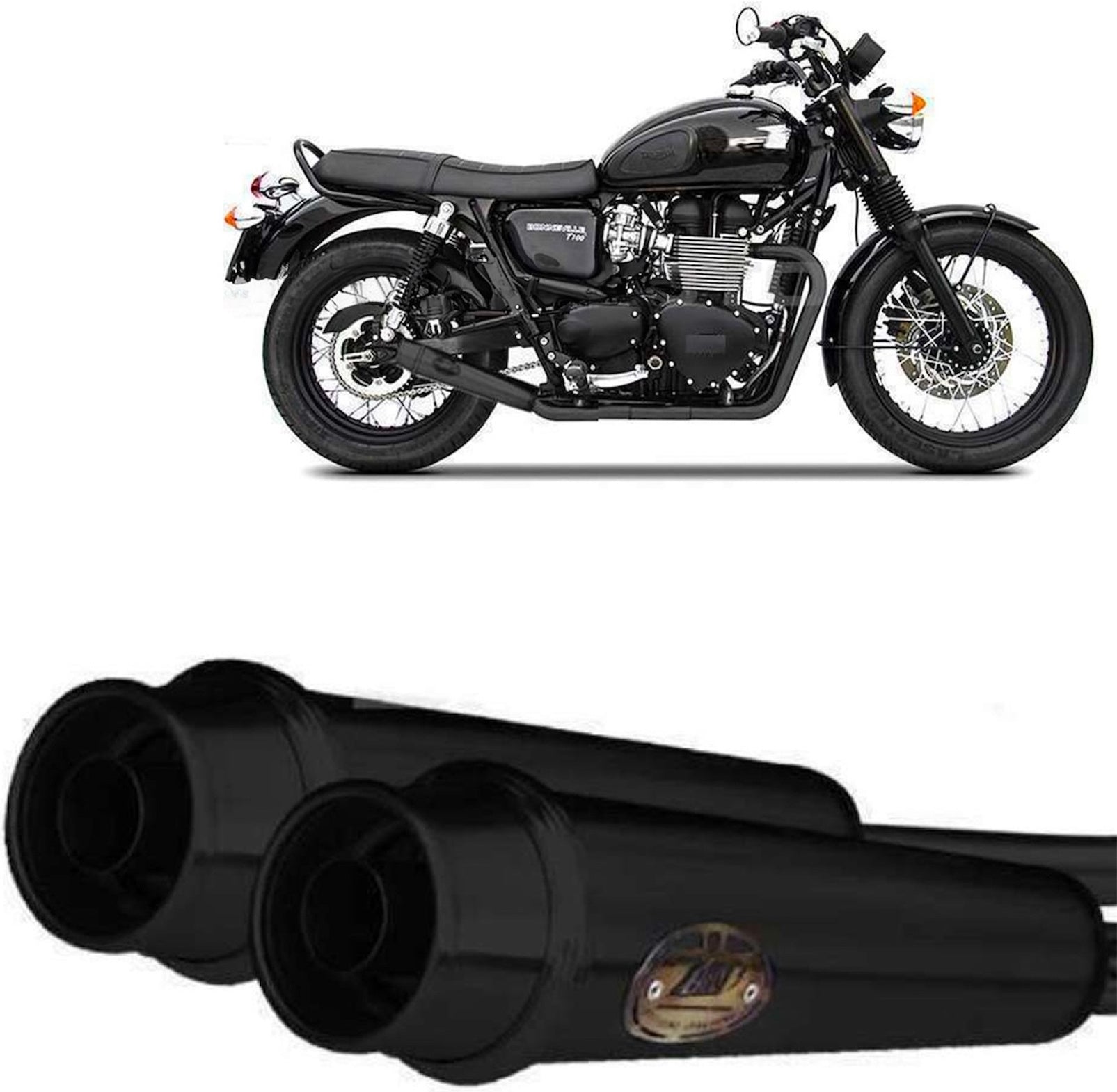 Exhaust Tip Without Sound Certification Steel Black - Zard Compatible With Triumph Bonneville T120 (2021-2023)