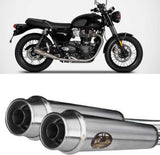 Uncatalysed Exhaust System Without Sound Certification Stainless Steel Polish - Zard Compatible With Triumph Bonneville T120 (2021-2023)