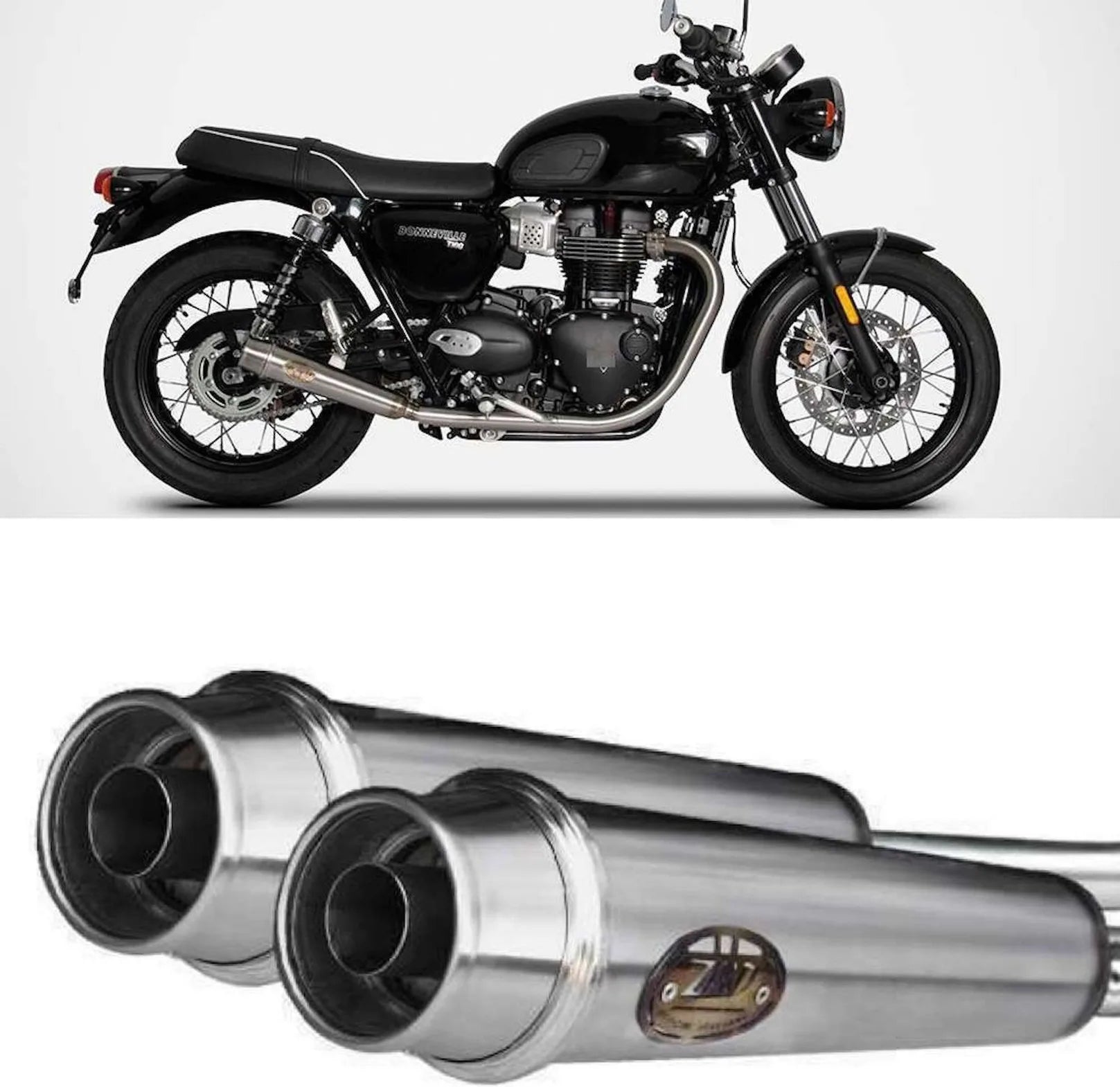 Système D'Échappement Non Catalysé Et Sans Homologation Acoustique Acier Polish - Zard Compatible Avec Triumph Bonneville T120 (2021-2023)