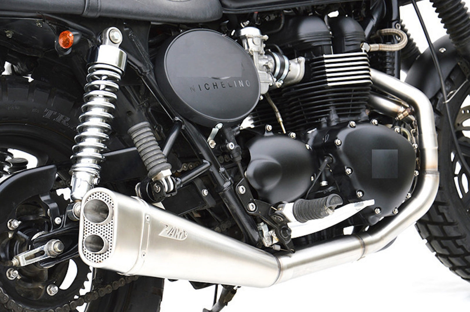 Complete Exhaust System Without Catalytic Converter And Without Sound Certification Short Low Stainless Steel - Zard Compatible With Triumph Bonneville T100 (2001-2016)
