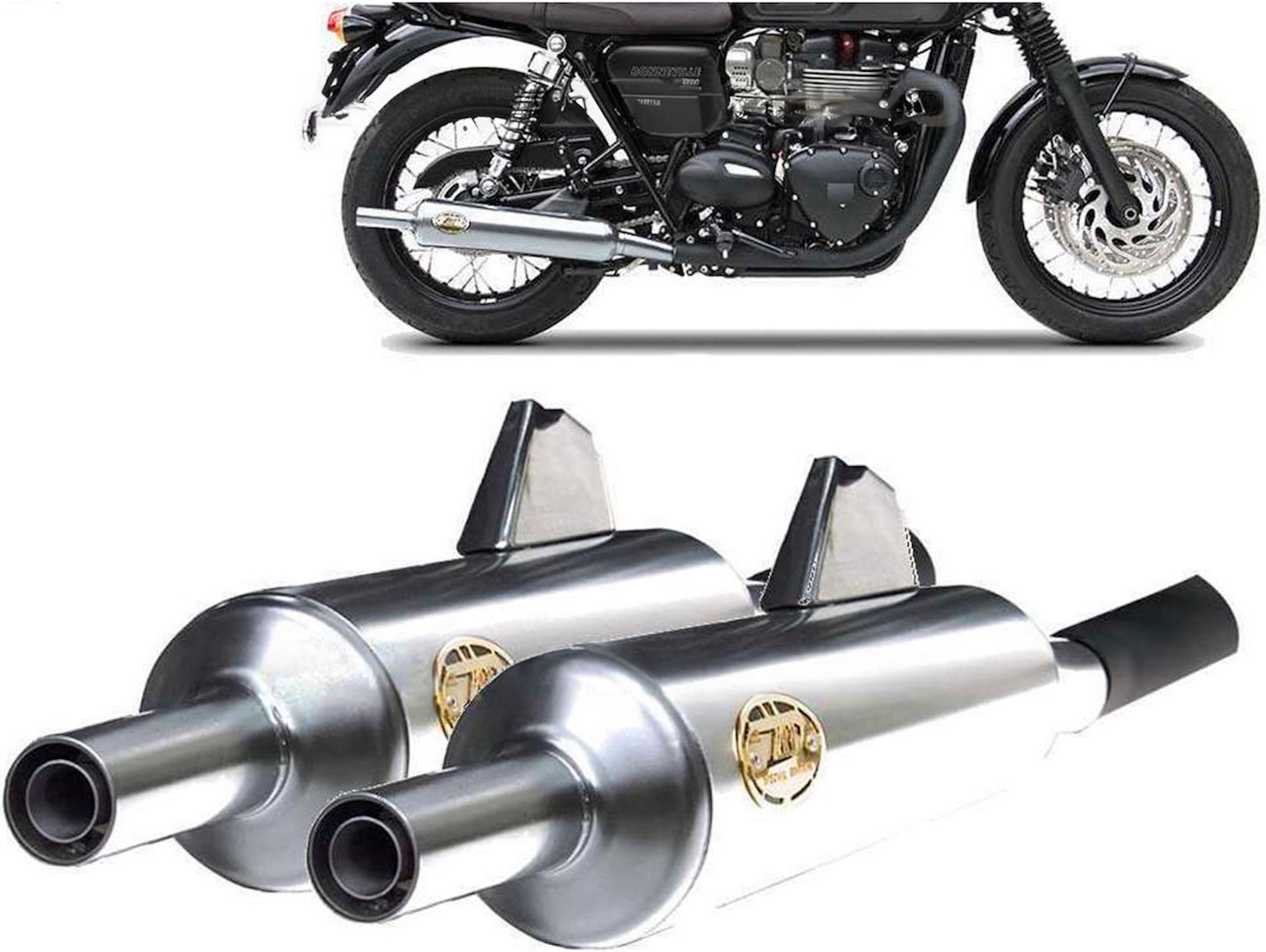 Exhaust Tip Without Sound Certification Bottle Stainless Steel Polish - Zard Compatible With Triumph Bonneville T120 (2016-2020)