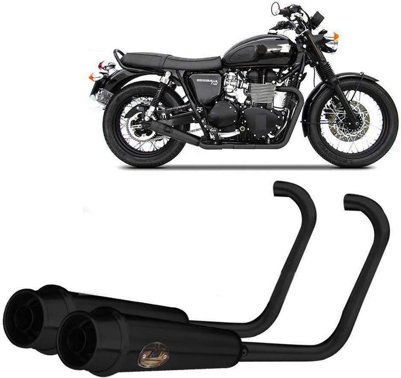 Complete Exhaust System Without Catalytic Converter And Without Sound Certification Back Steel Black - Zard Compatible With Triumph Bonneville T120 (2016-2023)