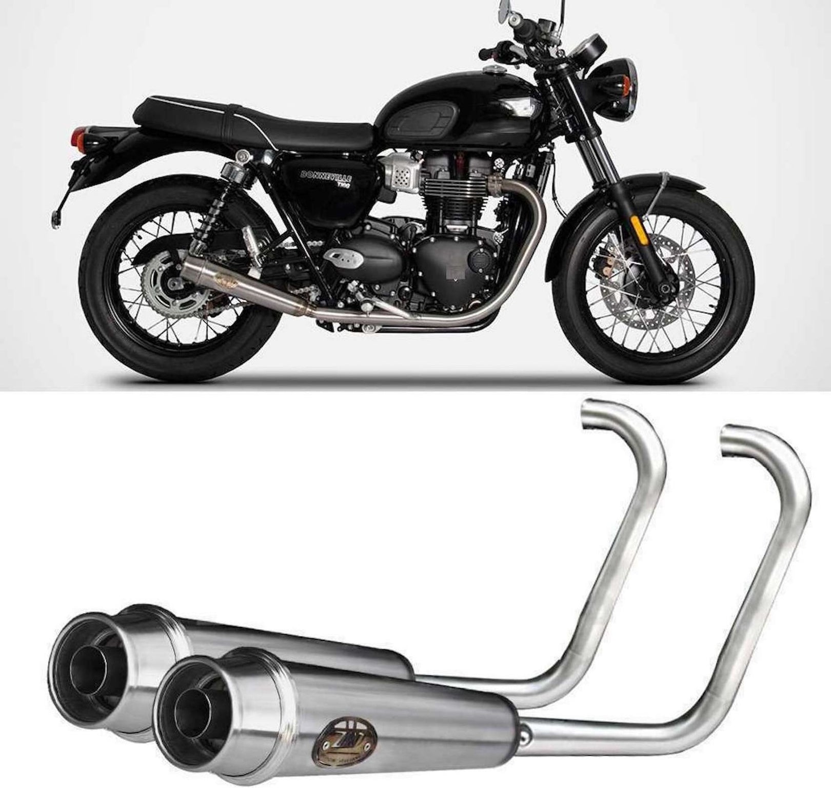 Complete Exhaust System Without Catalytic Converter And Without Sound Certification Stainless Steel Polish - Zard Compatible With Triumph Bonneville T100 (2017-2020)