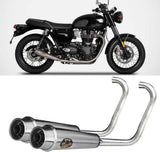 Complete Exhaust System Without Catalytic Converter And Without Sound Certification Stainless Steel Polish - Zard Compatible With Triumph Bonneville T100 (2017-2020)