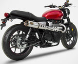 Complete Exhaust System Without Catalytic Converter And Without Sound Certification Zuma High Stainless Steel Endcap Bronze - Zard Compatible With Triumph Street Twin 900 (2016-2020)