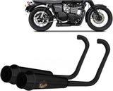 Complete Exhaust System Without Catalytic Converter And Without Sound Certification Steel Black - Zard Compatible With Triumph Bonneville T100 (2001-2016)