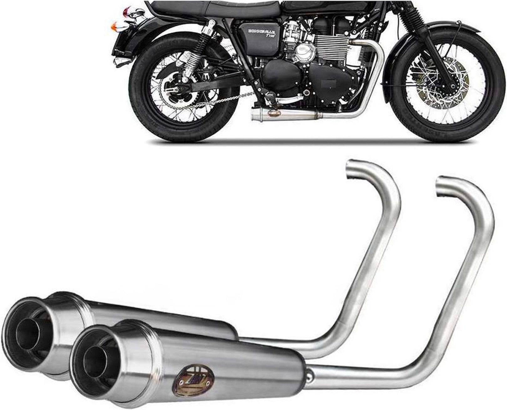 Complete Exhaust System Without Catalytic Converter And Without Sound Certification Stainless Steel - Zard Compatible With Triumph Bonneville T100 (2001-2016)