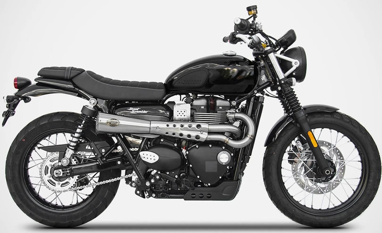 Système D'Échappement Complet Non Catalysé Et Sans Homologation Acoustique Tiger70 Acier Embout Bronze - Zard Compatible Avec Triumph Scrambler 900 (2017-2023)