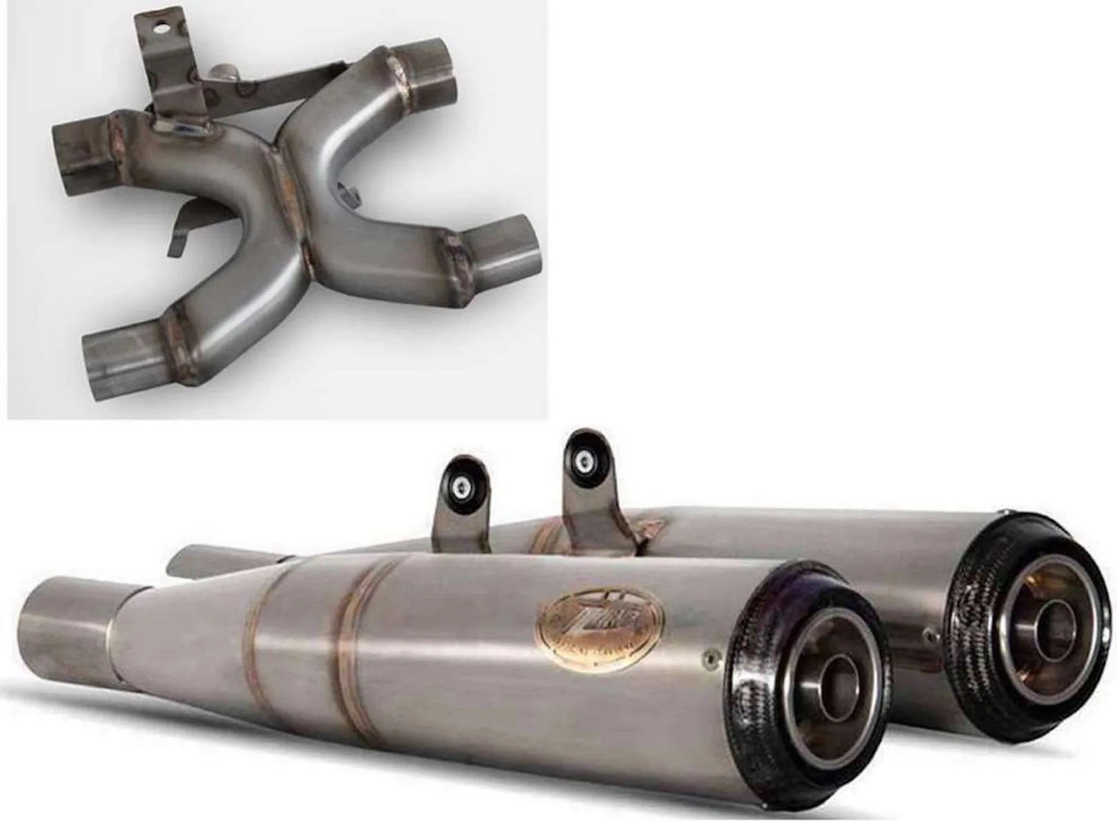 Système D'Échappement Non Catalysé Et Sans Homologation Acoustique Conical Acier Embout Carbon - Zard Compatible Avec Triumph Speed Twin 1200 (2021-2023)