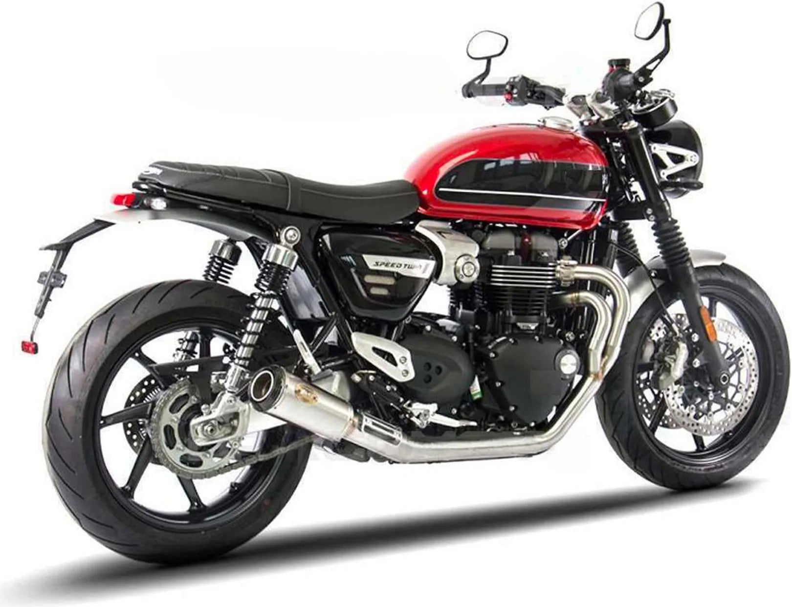 Système D'Échappement Complet Non Catalysé Et Sans Homologation Acoustique Sp Acier Embout Carbon - Zard Compatible Avec Triumph Thruxton 1200 R Rs (2021-2023)