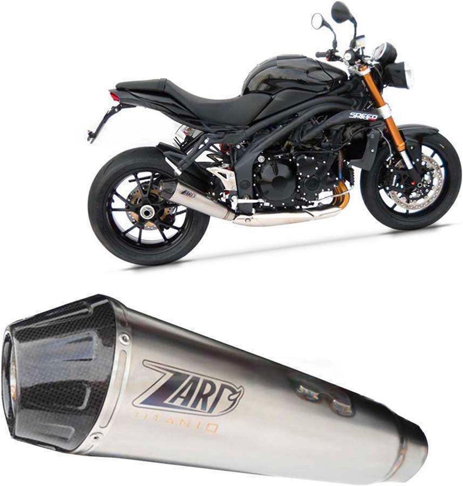 Exhaust Tip Without Sound Certification Titanium Endcap Carbon - Zard Compatible With Triumph Speed Triple 1200 Rs - Rr (2021-2023)