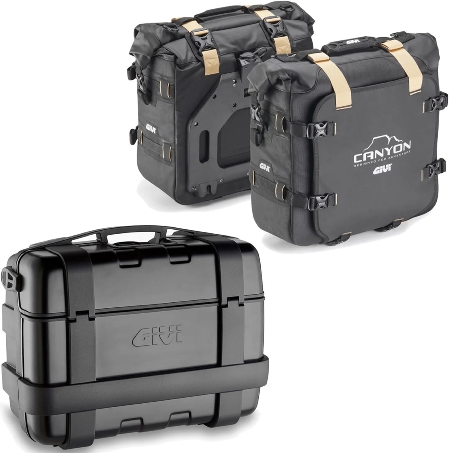 Top Case + Sacoches Cavalières Trekker Canyon Noir 83 Lt Trekker Canyon Technopolymères - Givi Compatible Avec Yamaha Mt-07 (2021-2024)