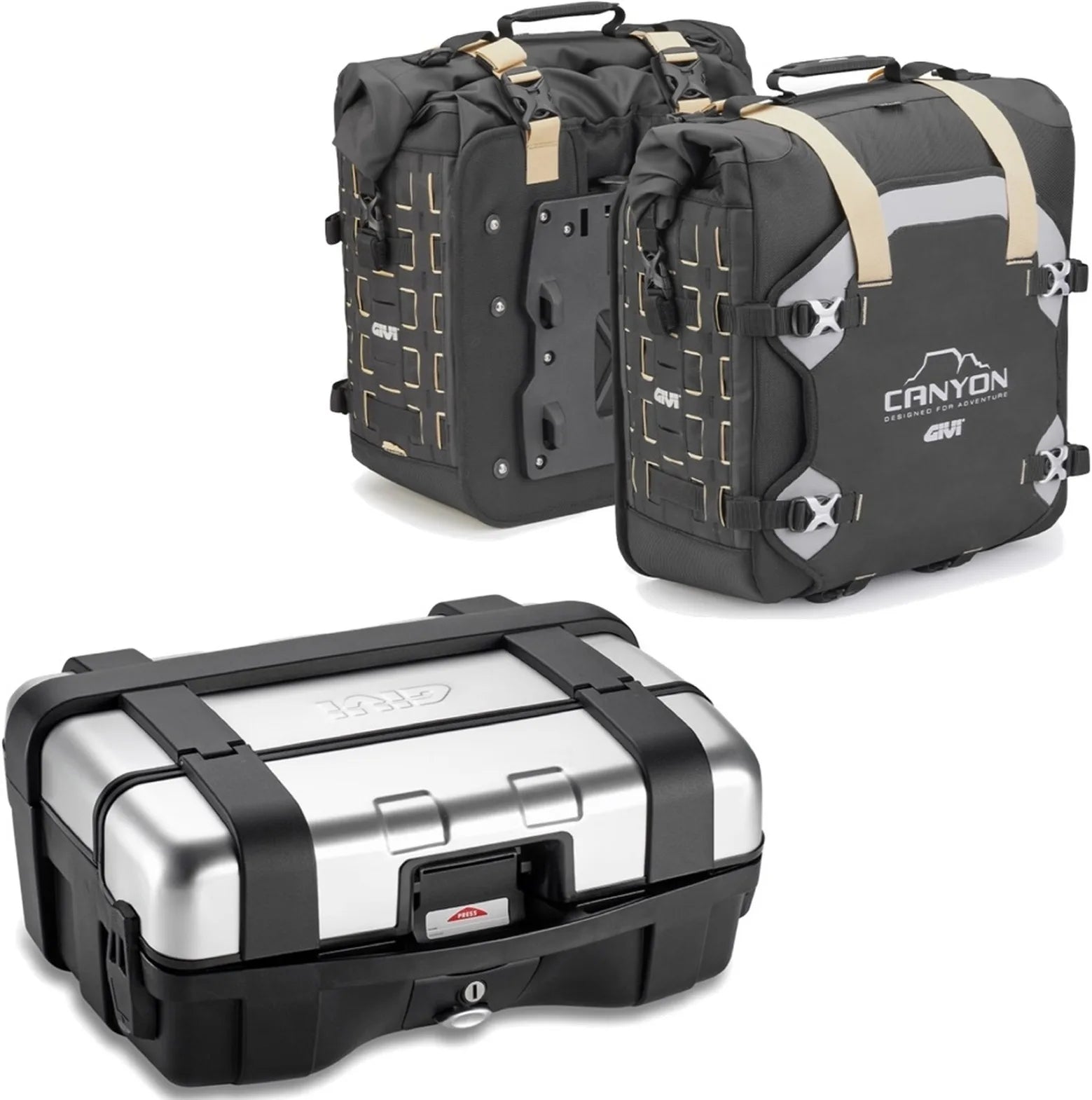 Top Case + Sacoches Cavalières Trekker Canyon 103 Lt Trekker Canyon Technopolymères - Givi Compatible Avec Yamaha Fz-6 - Fazer (2004-2006)