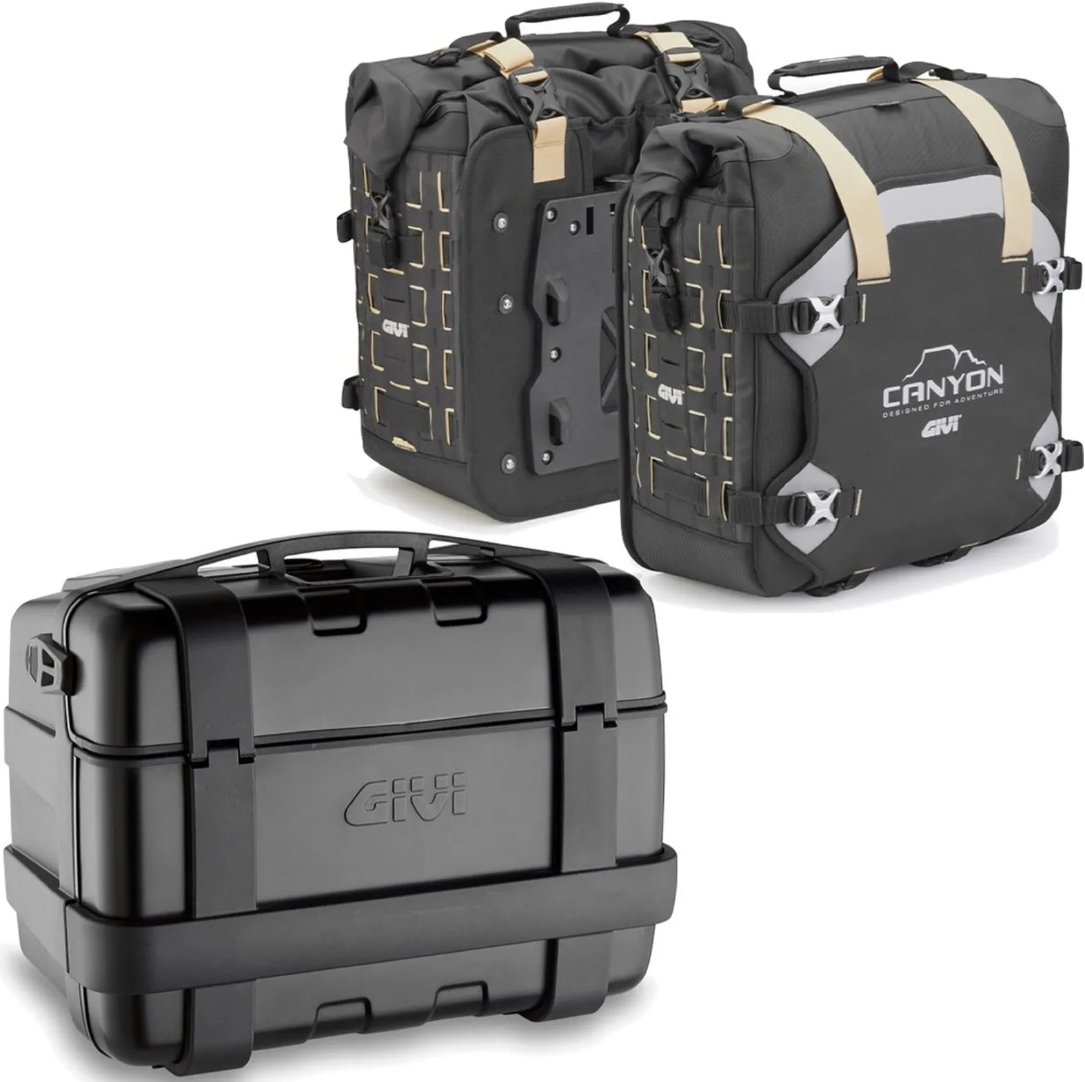 Top Case + Sacoches Cavalières Trekker Canyon Noir 116 Lt Trekker Canyon Technopolymères - Givi Compatible Avec Yamaha Mt-07 (2018-2020)