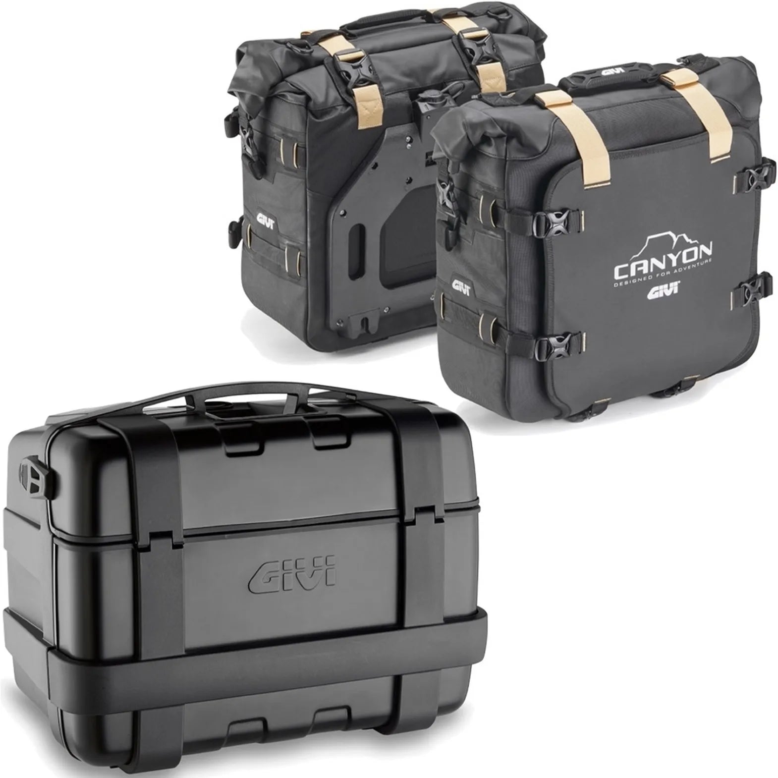 Top Case + Sacoches Cavalières Trekker Canyon Noir 96 Lt Trekker Canyon Technopolymères - Givi Compatible Avec Yamaha Fz-6 - Fazer (2004-2006)