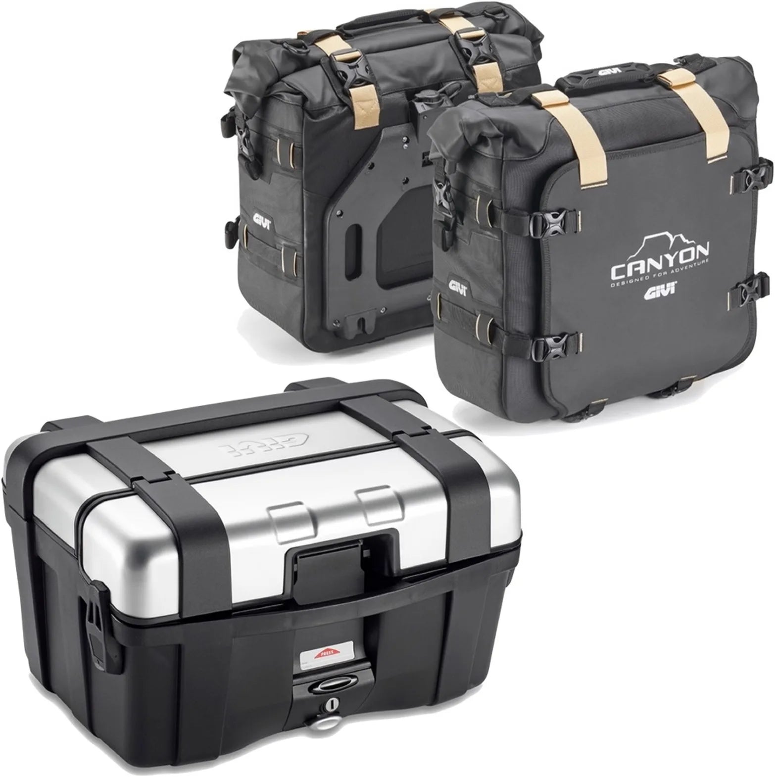 Top Case + Sacoches Cavalières Trekker Canyon 96 Lt Trekker Canyon Technopolymères - Givi Compatible Avec Yamaha Mt-07 (2021-2024)