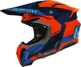 Casque Off-Road Pour Moto Airoh Twist 3 - Tw3F32 Thermoplastic Hrt Bleu Orange Gloss Fancy Taille S