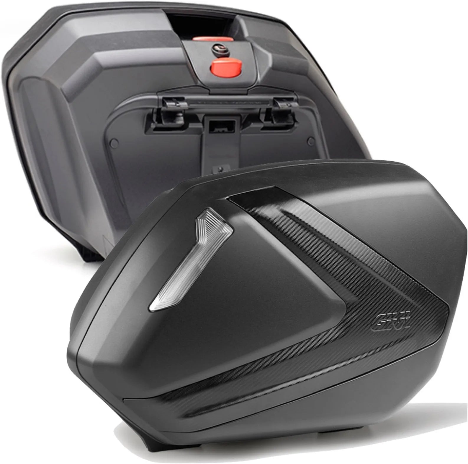 Valises Laterales Monokey Side Carbon Look Tech 74 Lt Technopolymères - Givi Compatible Avec Suzuki Dl 650 V-Strom L2 L3 L4 L5 L6 (2011-2016)