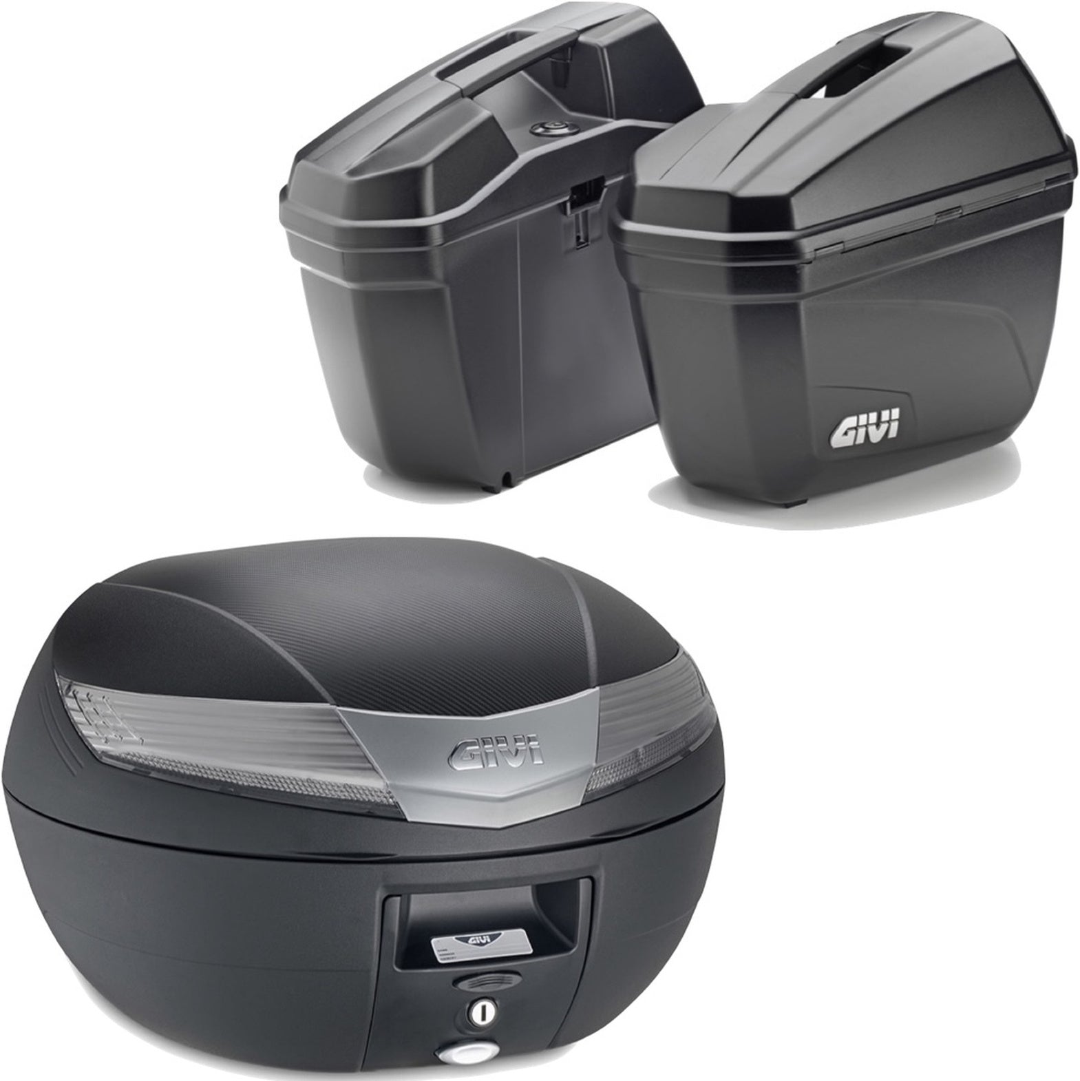 Black Tech Top Case + Side Cases - 84 Lt Technopolymer - Givi Compatible With Triumph Bonneville T100 (2017-2022)
