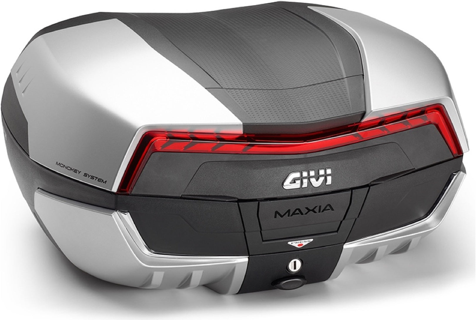 Monokey Maxia 5 Silver Top Case - 58 Lt Maxia 5 Technopolymer - Givi Compatible With Sym Max Sym 400 (2021-2024)