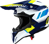 Off-Road Motorcycle Helmet Airoh Wraaap - Wrav31 Thermoplastic Hrt Yellow Blue Matte Vision Size L