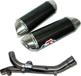 Double Sortie D'Échappement Non Catalysée Avec Homologation Acoustique Oval Carbon - Termignoni Compatible Avec Yamaha Yzf-R1 (2009-2011)