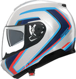 Casque Modulable Travelling Pour Moto Nolan N100-6 Blanc / Bleu / Rouge Radiante 358 Taille Xl