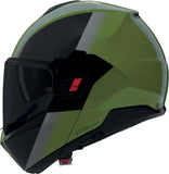 Casque Modulable Travelling Pour Moto Nolan N120-1 Vert Métallique / Noir / Gris Verniciatura Speciale 354 Taille L
