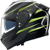 Casque Intégral Speeding Pour Moto Nolan N80-8 Noir / Anthracite / Vert Pulsé Chromé Fervo 354 Taille Xxxl