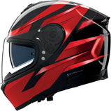Casque Intégral Speeding Pour Moto Nolan N80-8 Chrome Noir / Rouge Fervo 355 Taille S