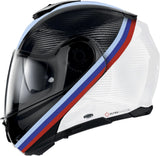 Casque Modulable Travelling Pour Moto Nolan X-1005 Ultra Carbon Carbone / Blanc / Rouge / Bleu Gemini 349 Taille L