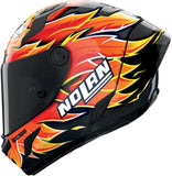 Casque Intégral Speeding Pour Moto Nolan X-804 Rs Ultra Carbon Carbon / Rouge / Orange / Jaune Replica Iannone 368 Taille Xxs