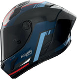 Casque Intégral Speeding Pour Moto Nolan X-804 Rs Ultra Carbon Carbone / Bleu Foncé / Bleu Clair / Rouge Piega 366 Taille S
