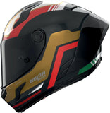 Casque Intégral Speeding Pour Moto Nolan X-804 Rs Ultra Carbon Métal Carbone / Or / Rouge / Vert Piega 367 Taille L