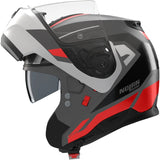 Casque Modulable Travelling Pour Moto Nolan N100-6 Gris Lave / Blanc / Rouge Cinetico 361 Taille S