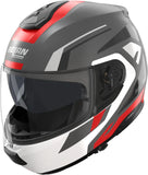 Casque Modulable Travelling Pour Moto Nolan N100-6 Gris Lave / Blanc / Rouge Cinetico 361 Taille M