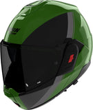 Casque Modulable Travelling Pour Moto Nolan N120-1 Vert Métallique / Noir / Gris Verniciatura Speciale 354 Taille L