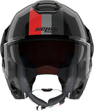 Casque Modulable Travelling Pour Moto Nolan N120-1 Noir / Rouge / Gris Lineo 351 Taille Xs