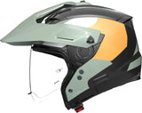 Casque Modulable Travelling Pour Moto Nolan N70-2 X 06 Noir / Vert Gris / Blanc / Orange Selvado 348 Taille Xxl